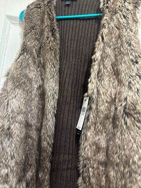 BCX Faux Fur Vest in Brown and Taupe